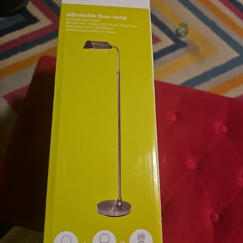 NIB Design Home Adjustable Floor Lamp Brushed Steel Finish Height 48.5"-56.5" - Picture 3 of 7